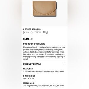 8 Other Reasons Jewelry Travel Bag New NWT